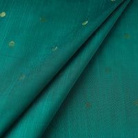 Green - Polka Dot Zari Buti Spun Dupion Viscose Silk Plain Fabric 03