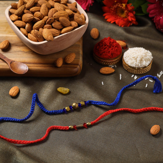 Dokra Brass Threadwork Rakhi (Set of 2) with Almonds