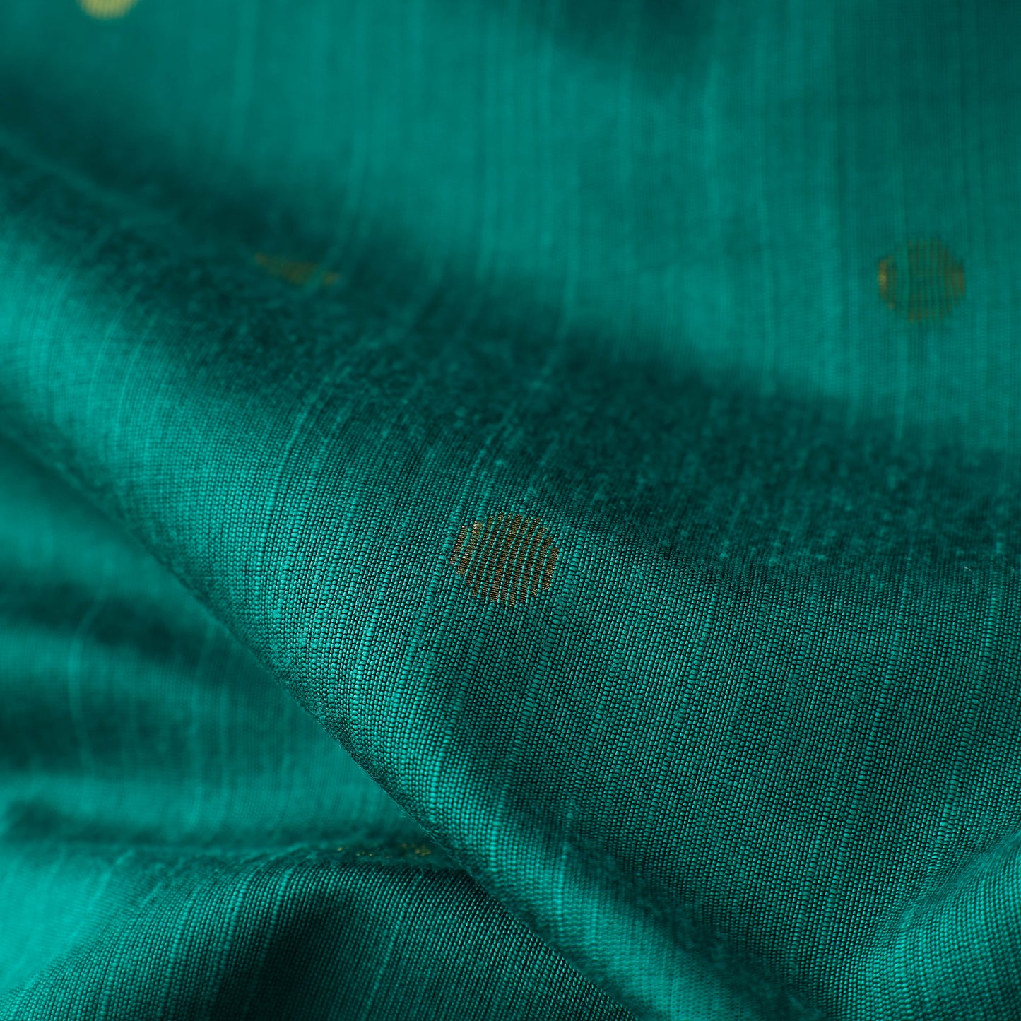 Green - Polka Dot Zari Buti Spun Dupion Viscose Silk Plain Fabric 03