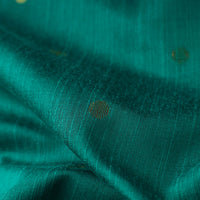 Green - Polka Dot Zari Buti Spun Dupion Viscose Silk Plain Fabric 03