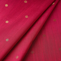 Pink - Polka Dot Zari Buti Spun Dupion Viscose Silk Plain Fabric 07