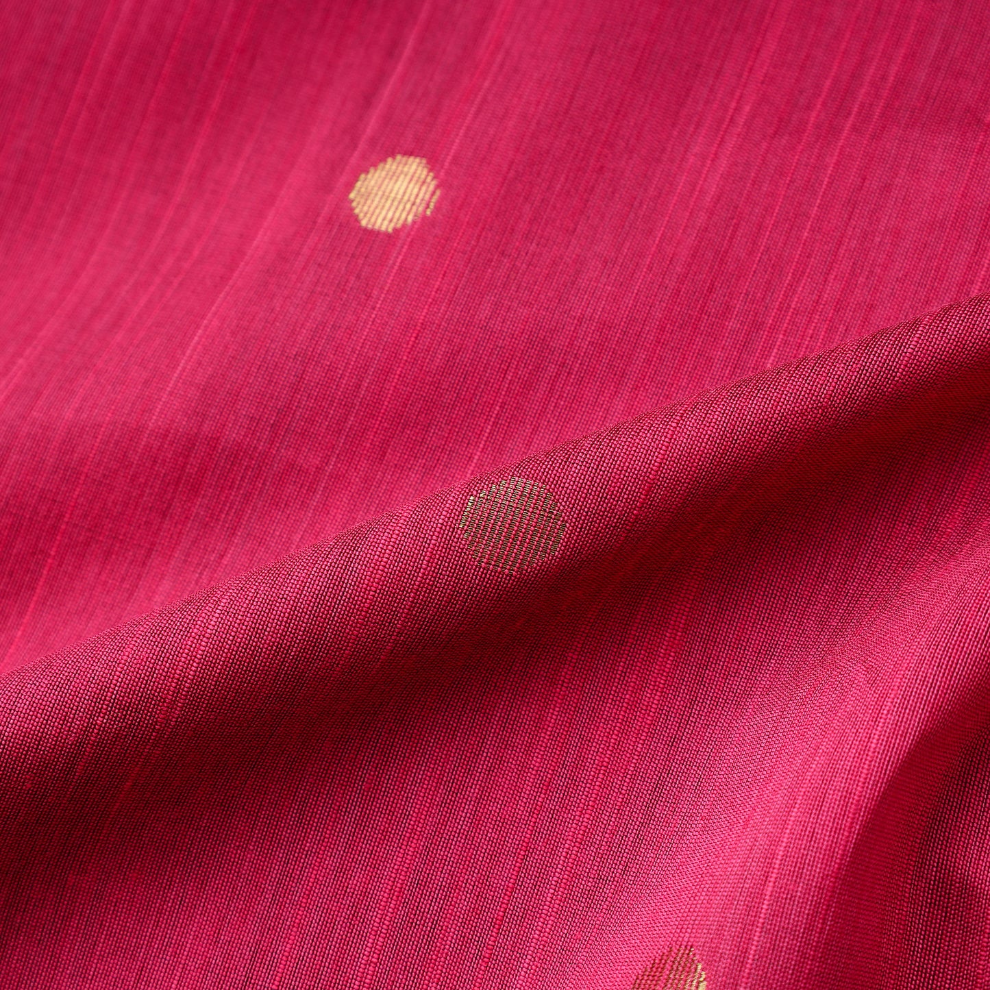 Pink - Polka Dot Zari Buti Spun Dupion Viscose Silk Plain Fabric 07