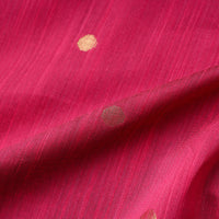 Pink - Polka Dot Zari Buti Spun Dupion Viscose Silk Plain Fabric 07