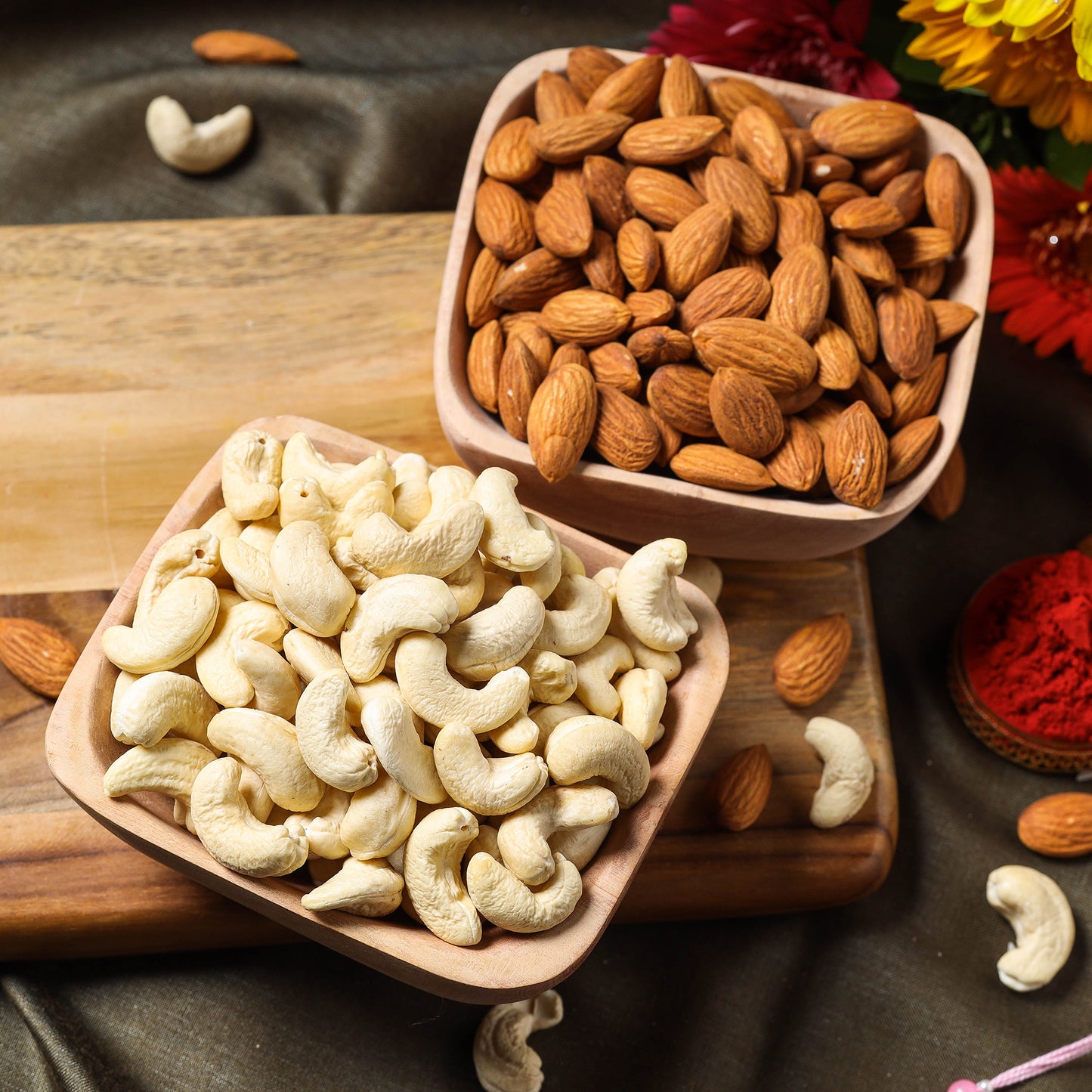 Beadwork Bhaiya Bhabhi Rakhi with Cashew & Almonds