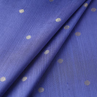 Blue - Polka Dot Zari Buti Spun Dupion Viscose Silk Plain Fabric 10