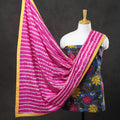 3pc Chanderi Silk Blue Kalamkari Kurta with Shibori Dupatta 