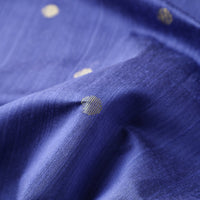 Blue - Polka Dot Zari Buti Spun Dupion Viscose Silk Plain Fabric 10