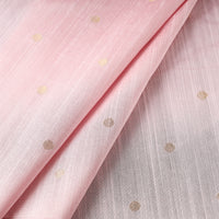 Pink - Polka Dot Zari Buti Spun Dupion Viscose Silk Plain Fabric 14