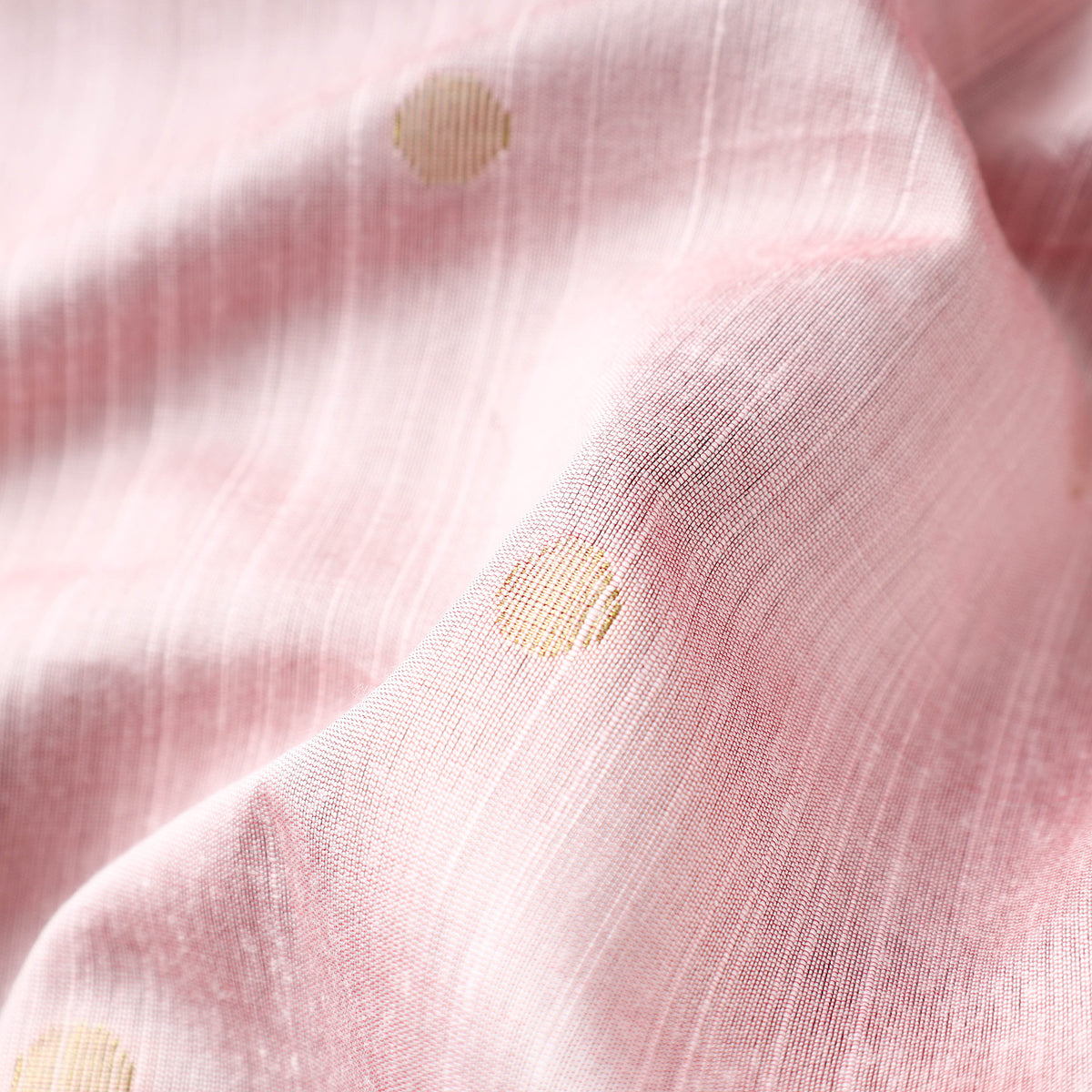 Pink - Polka Dot Zari Buti Spun Dupion Viscose Silk Plain Fabric 14