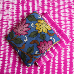 3pc Chanderi Silk Blue Kalamkari Kurta with Shibori Dupatta 