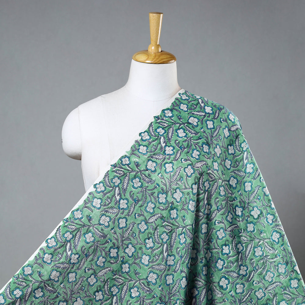 Green - Pure Cotton Sanganeri Print Fabric 01