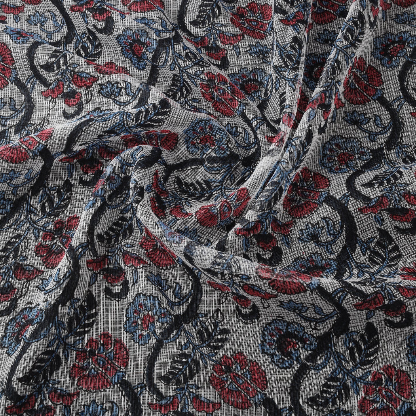 Sanganeri Hand Block Print Kota Doria Cotton Fabric 01