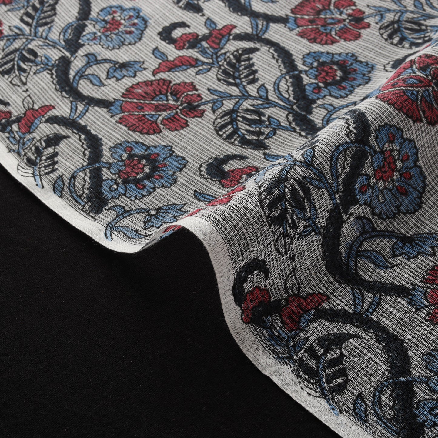 Sanganeri Hand Block Print Kota Doria Cotton Fabric 01