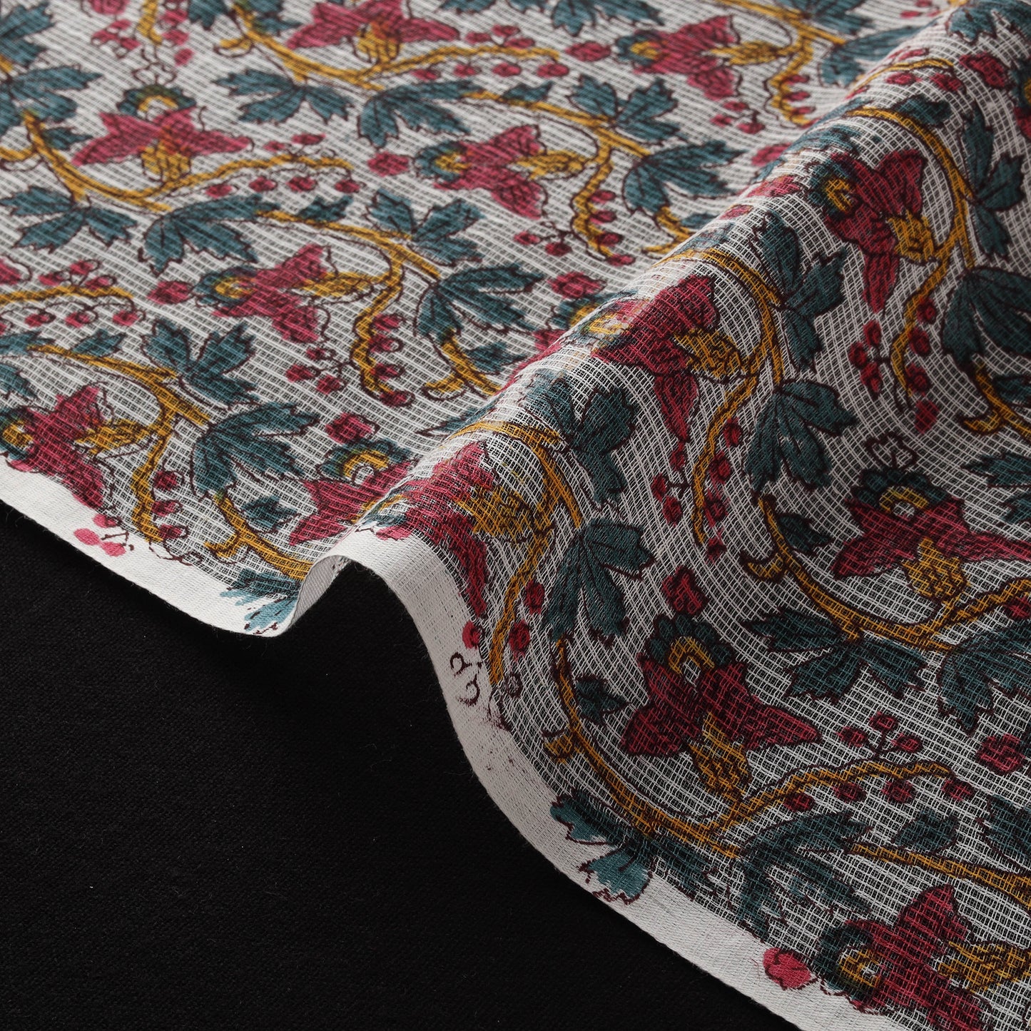 Sanganeri Hand Block Print Kota Doria Cotton Fabric 03