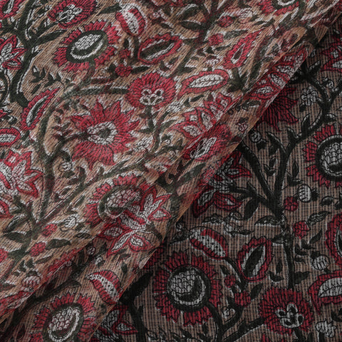 Sanganeri Hand Block Print Kota Doria Cotton Fabric 05