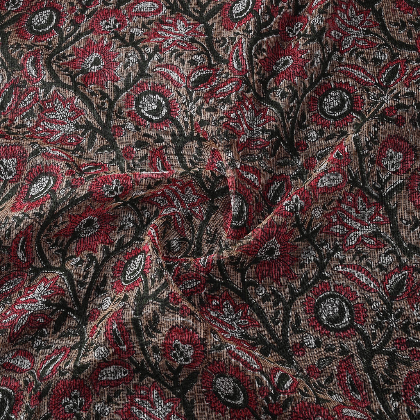Sanganeri Hand Block Print Kota Doria Cotton Fabric 05