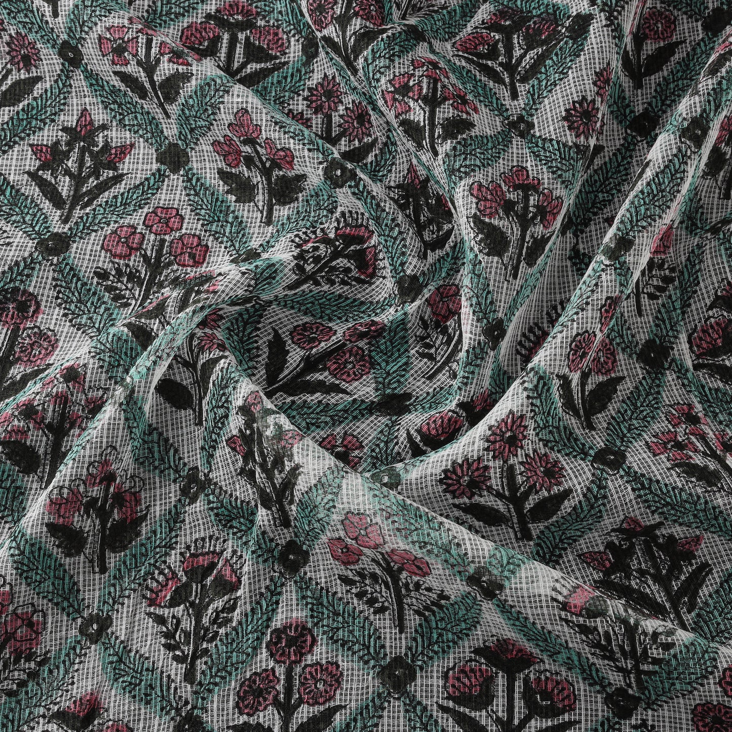 Sanganeri Hand Block Print Kota Doria Cotton Fabric 07