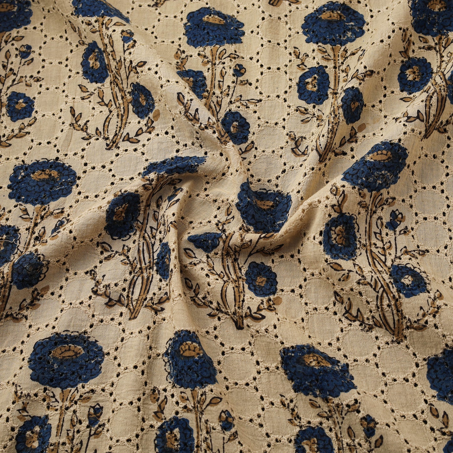 Kutch Hand Block Ajrakh Print Natural Dyed Cotton Hakoba Fabric 01