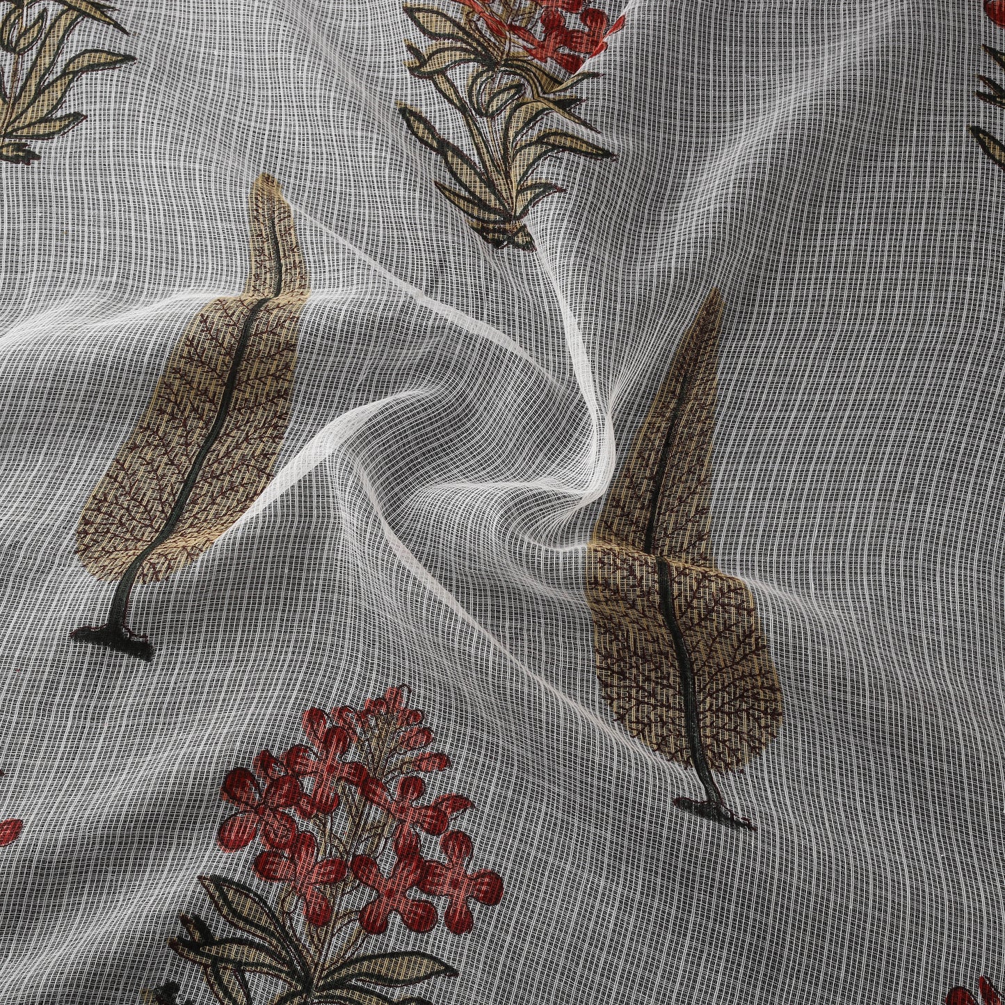 Sanganeri Hand Block Mughal Butta Print Kota Doria Cotton Fabric 14