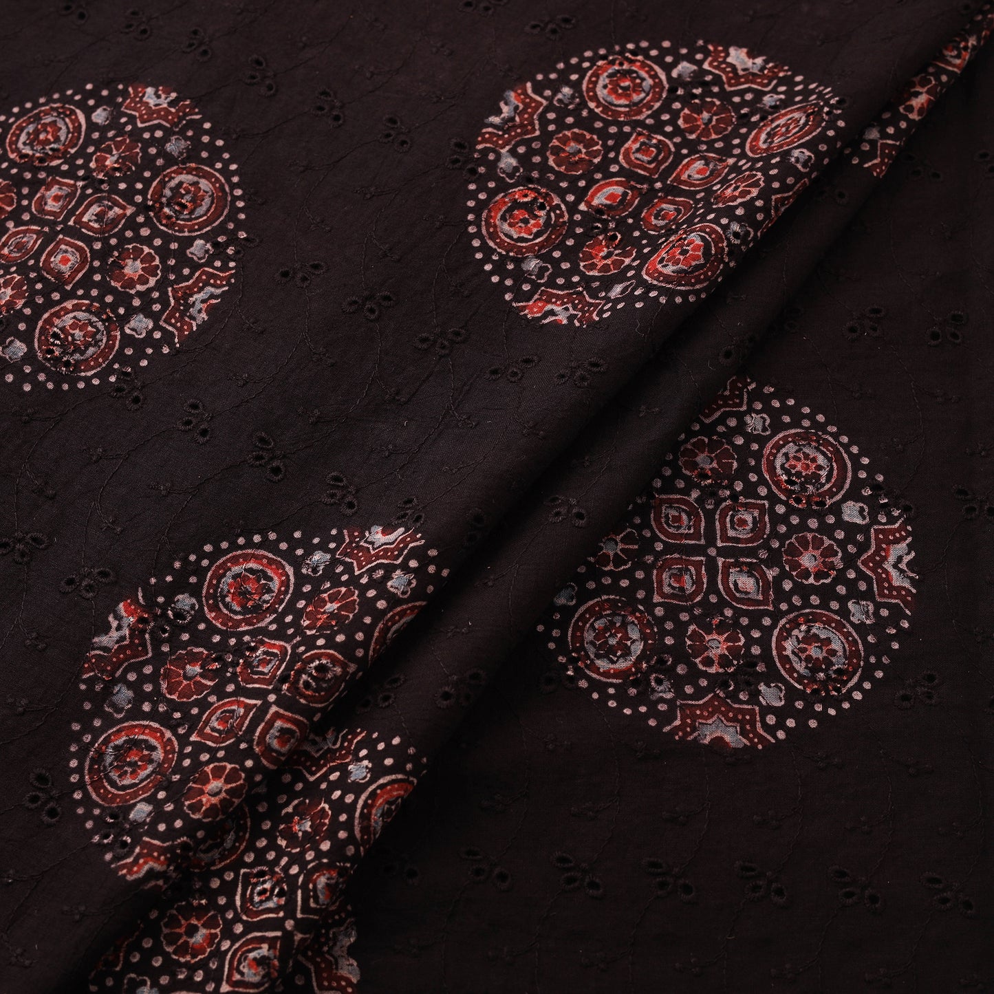 Kutch Hand Block Ajrakh Print Natural Dyed Cotton Hakoba Fabric 06