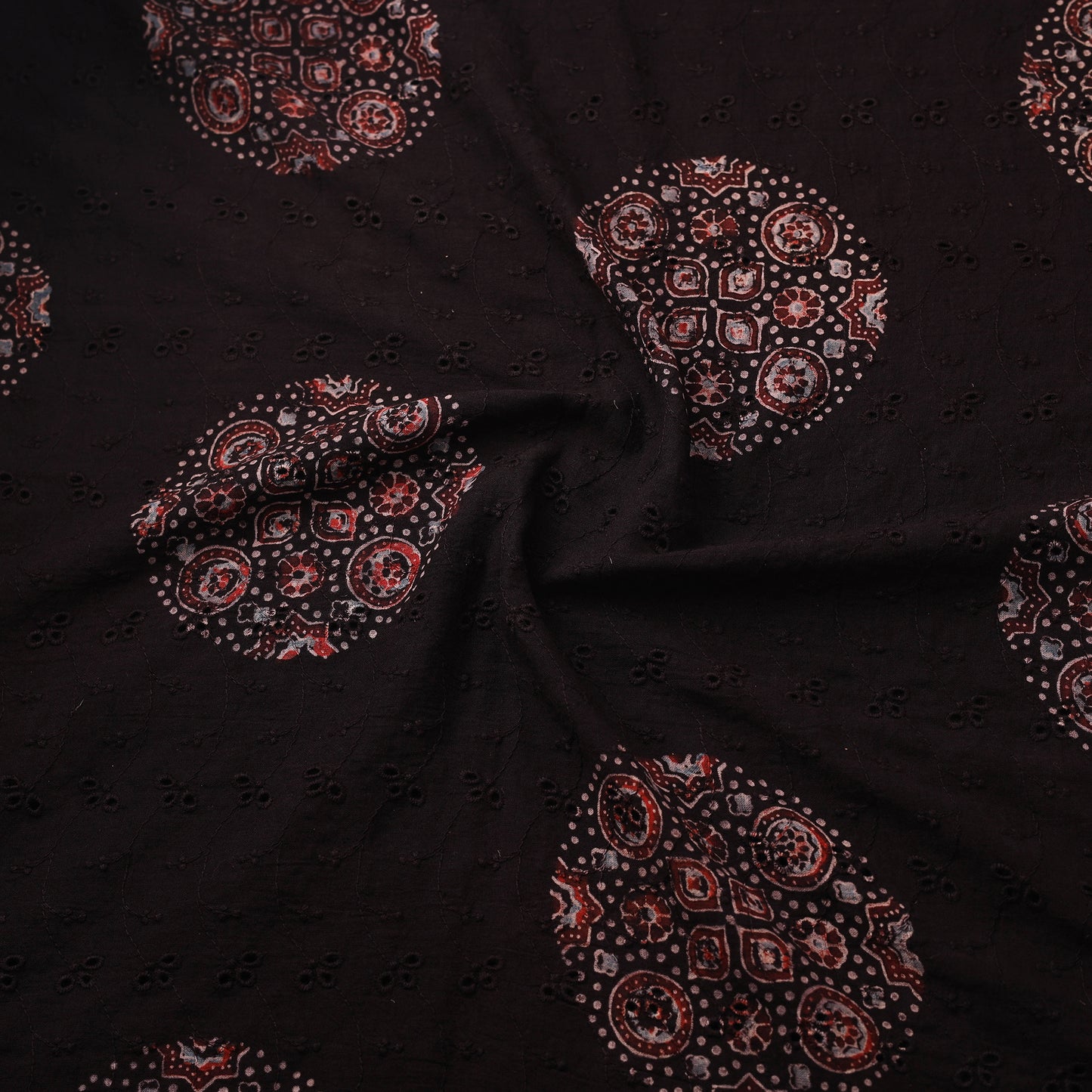 Kutch Hand Block Ajrakh Print Natural Dyed Cotton Hakoba Fabric 06
