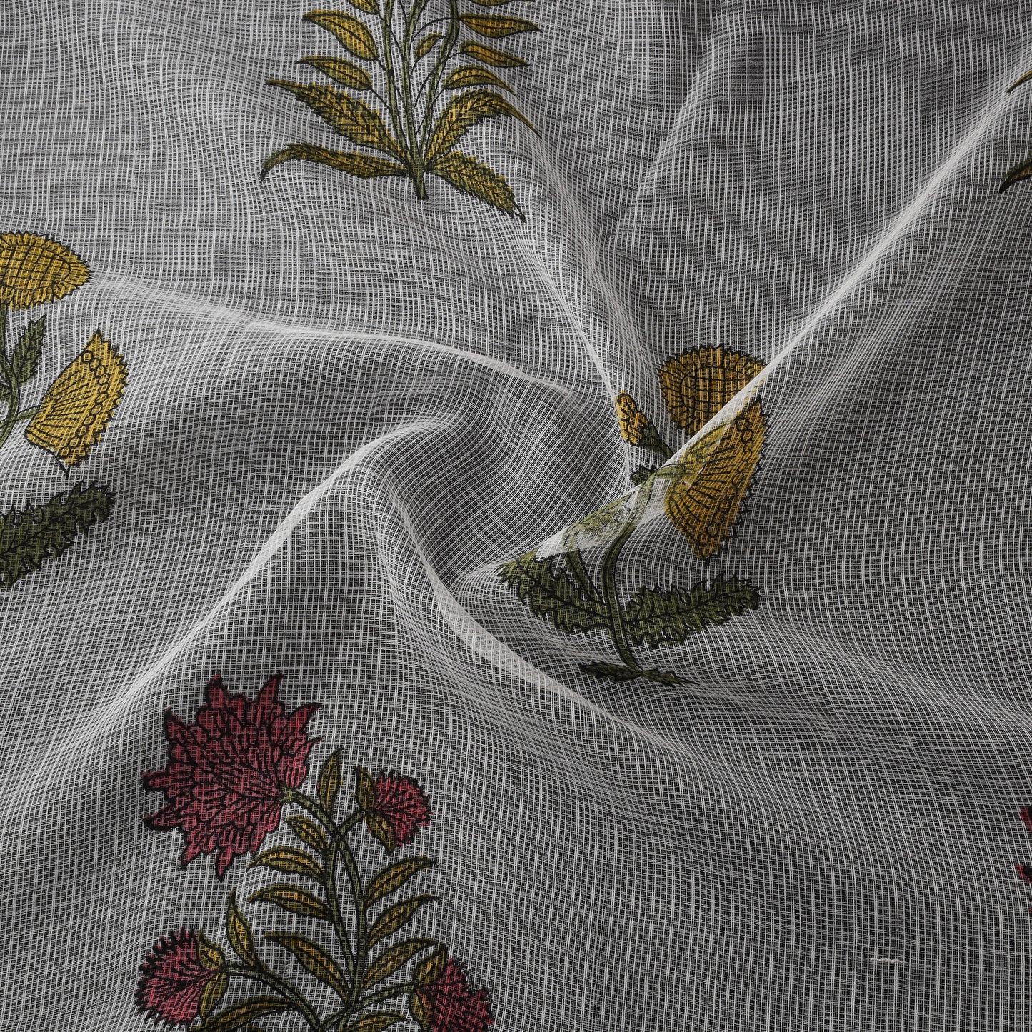 Sanganeri Hand Block Mughal Butta Print Kota Doria Cotton Fabric 18