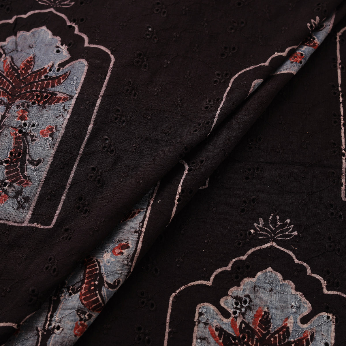 Kutch Hand Block Ajrakh Print Natural Dyed Cotton Hakoba Fabric 08