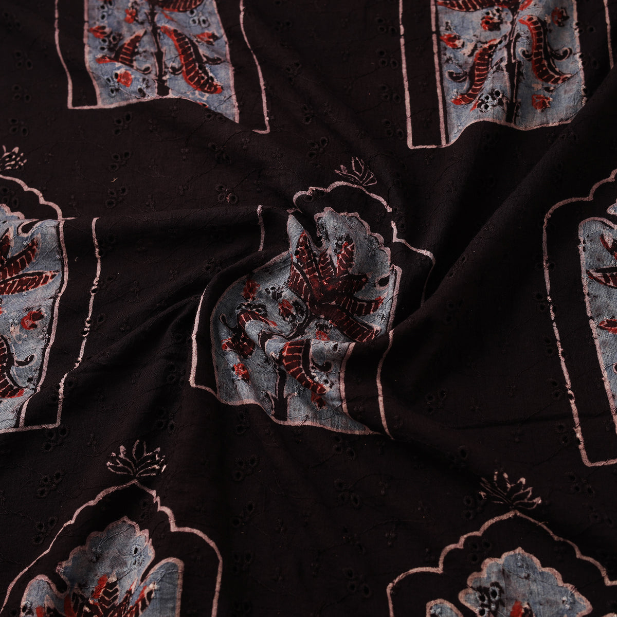 Kutch Hand Block Ajrakh Print Natural Dyed Cotton Hakoba Fabric 08