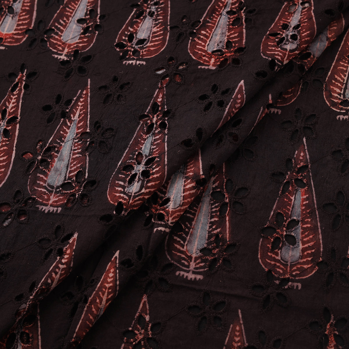 Kutch Hand Block Ajrakh Print Natural Dyed Cotton Hakoba Fabric 09