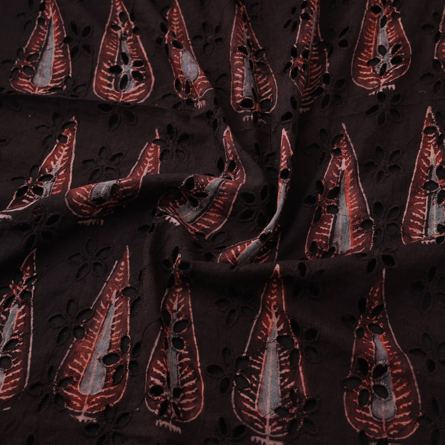 Kutch Hand Block Ajrakh Print Natural Dyed Cotton Hakoba Fabric 09
