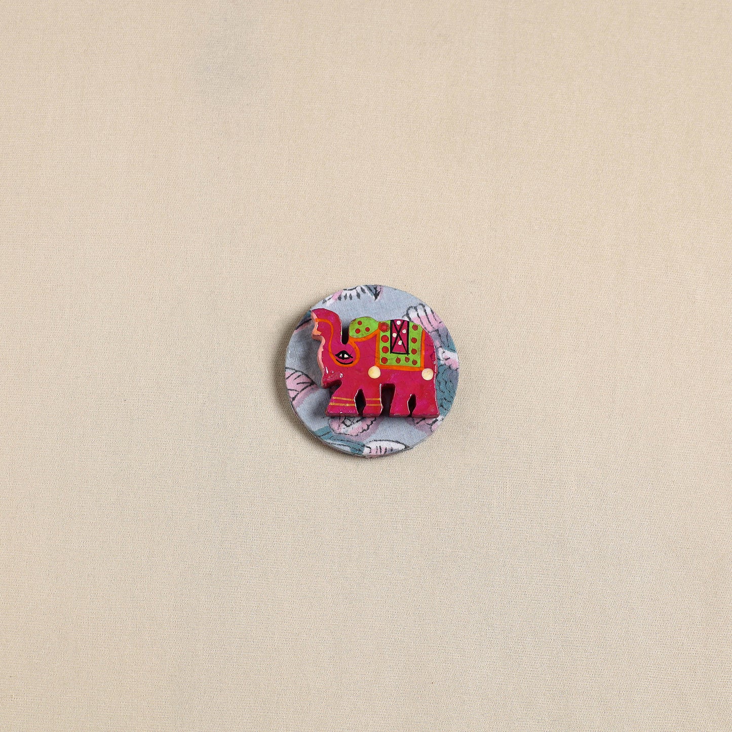  Elephant - Handmade Fabart Wooden Magnet