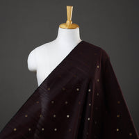 Brown - Polka Dot Zari Buti Spun Dupion Viscose Silk Plain Fabric 15