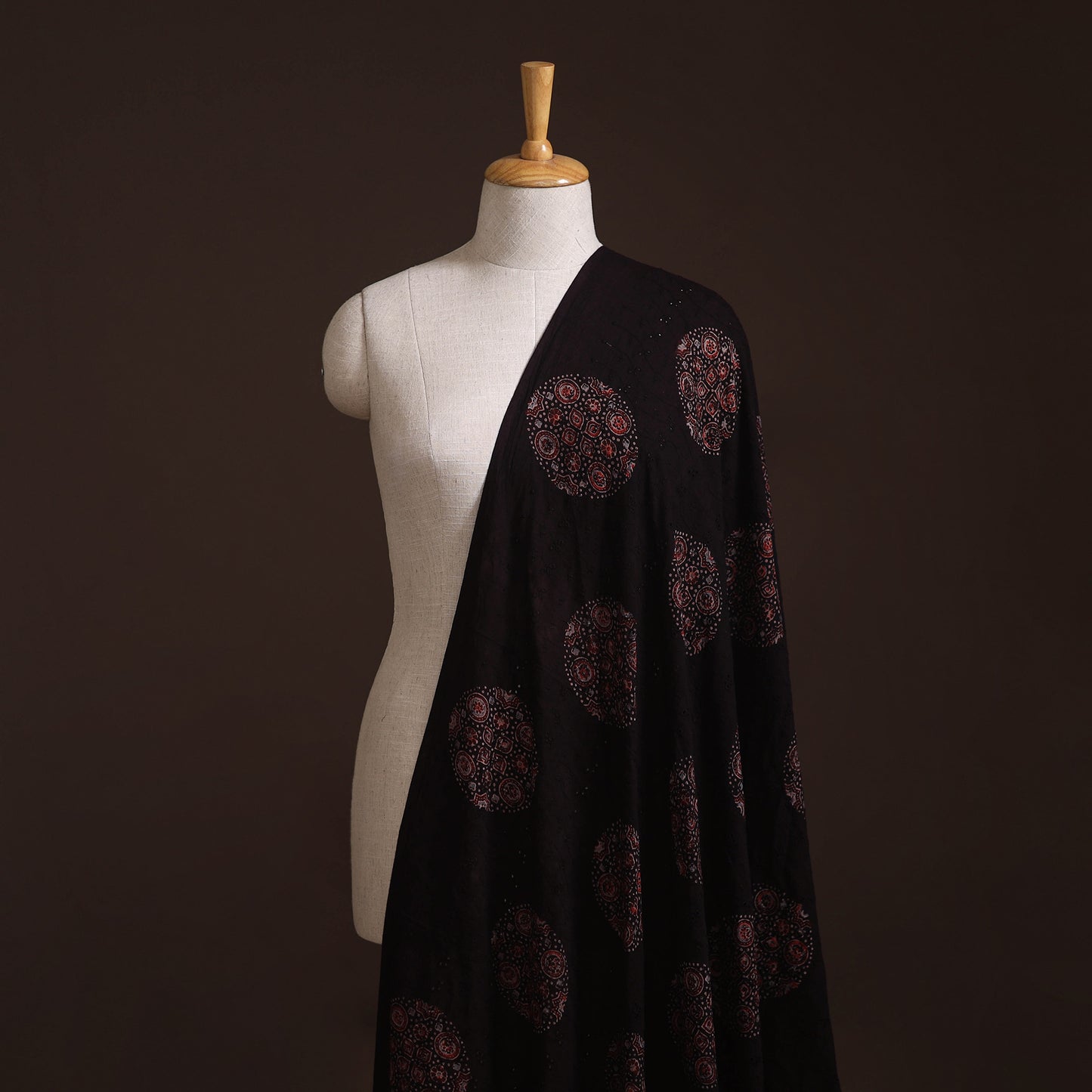 Kutch Hand Block Ajrakh Print Natural Dyed Cotton Hakoba Fabric 06