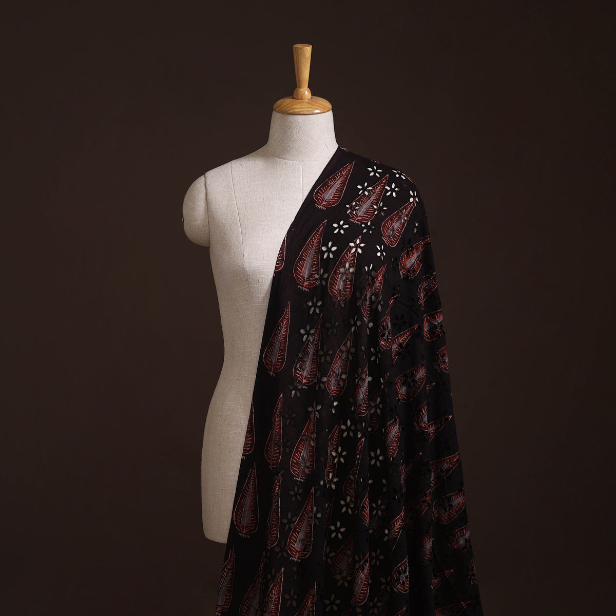 Kutch Hand Block Ajrakh Print Natural Dyed Cotton Hakoba Fabric 09