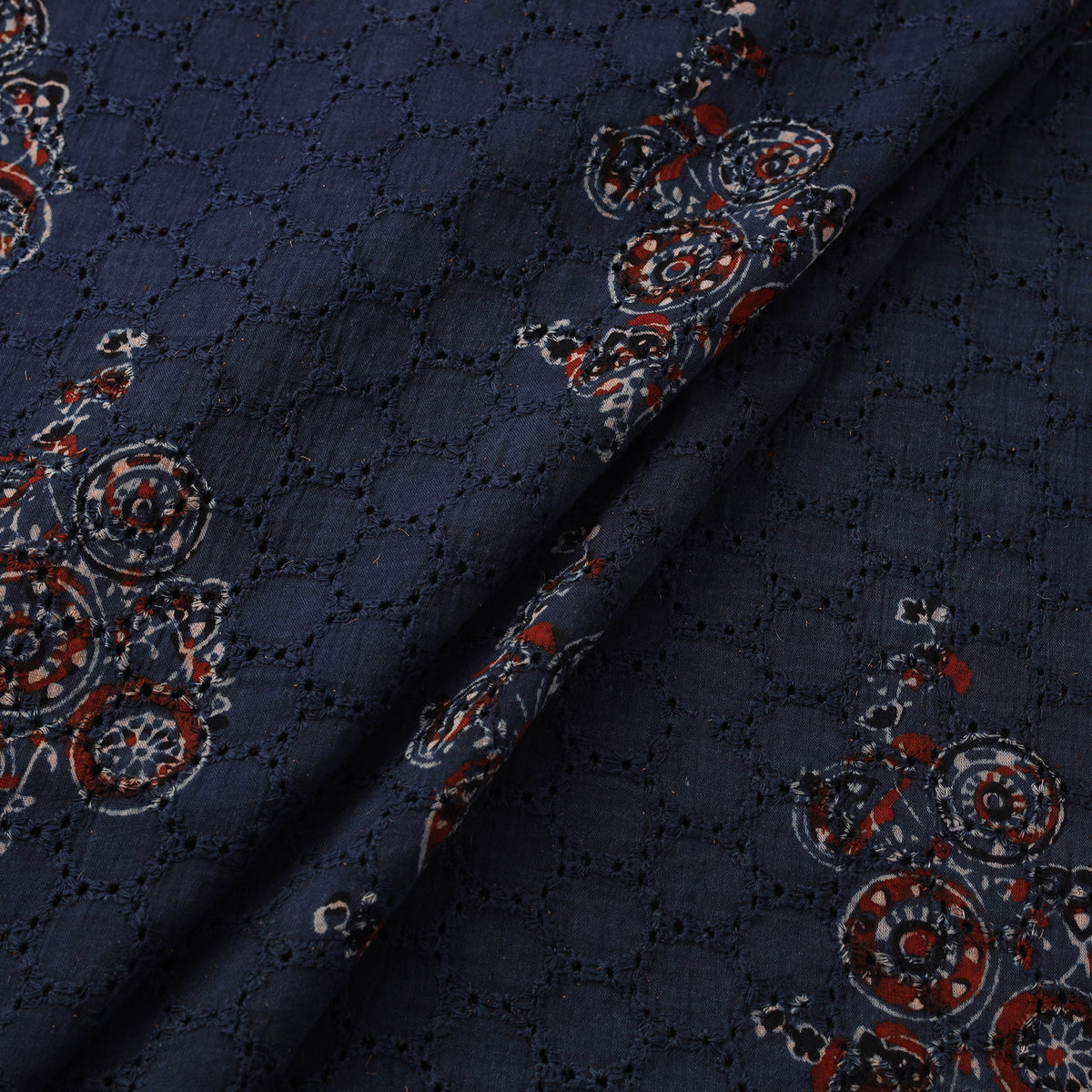 Kutch Hand Block Ajrakh Print Natural Dyed Cotton Hakoba Fabric 11