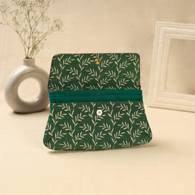 Green Hand Print Clutch with Embossed Leather Flap
