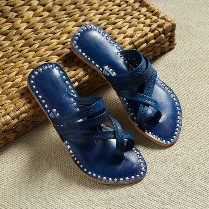 Handstitched Leather Flat Slippers