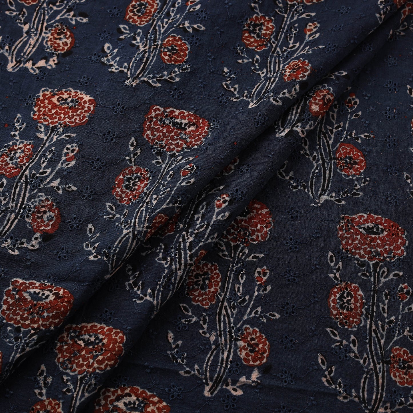 Kutch Hand Block Ajrakh Print Natural Dyed Cotton Hakoba Fabric 12