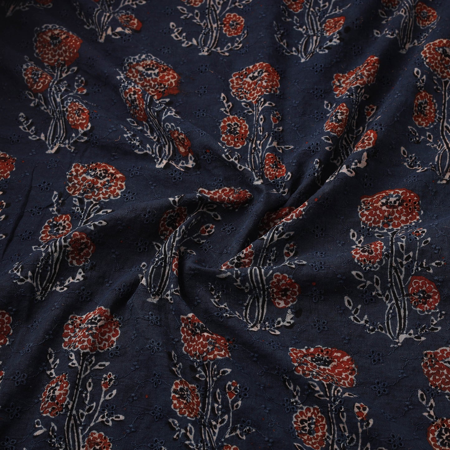Kutch Hand Block Ajrakh Print Natural Dyed Cotton Hakoba Fabric 12