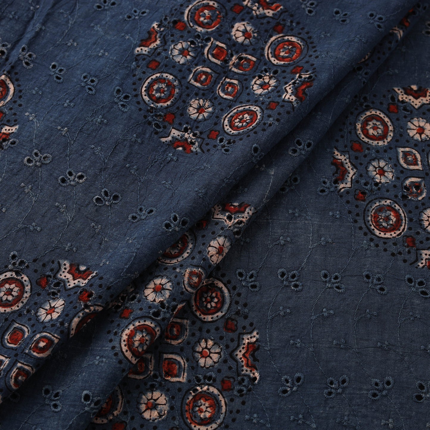 Kutch Hand Block Ajrakh Print Natural Dyed Cotton Hakoba Fabric 15