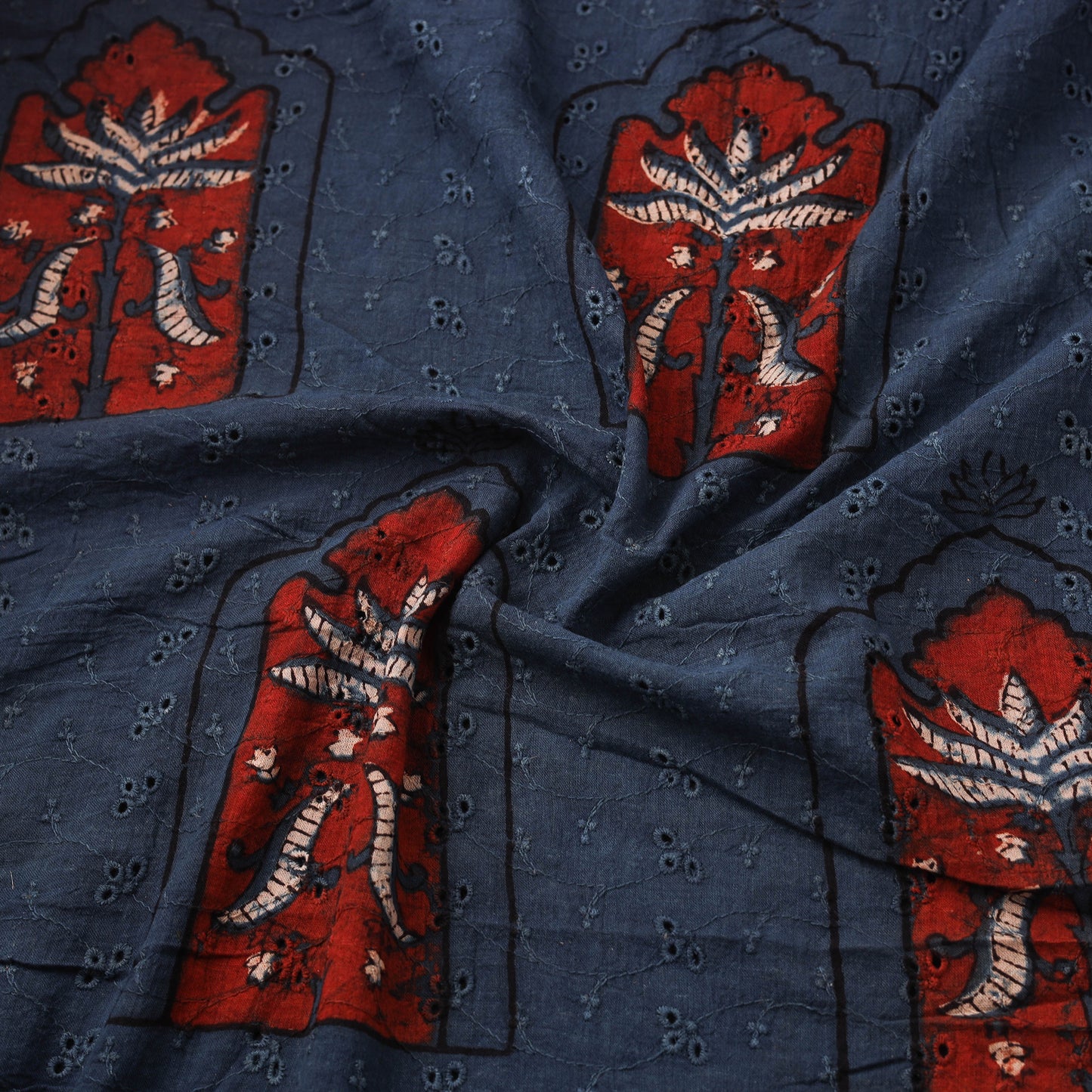 Kutch Hand Block Ajrakh Print Natural Dyed Cotton Hakoba Fabric 16