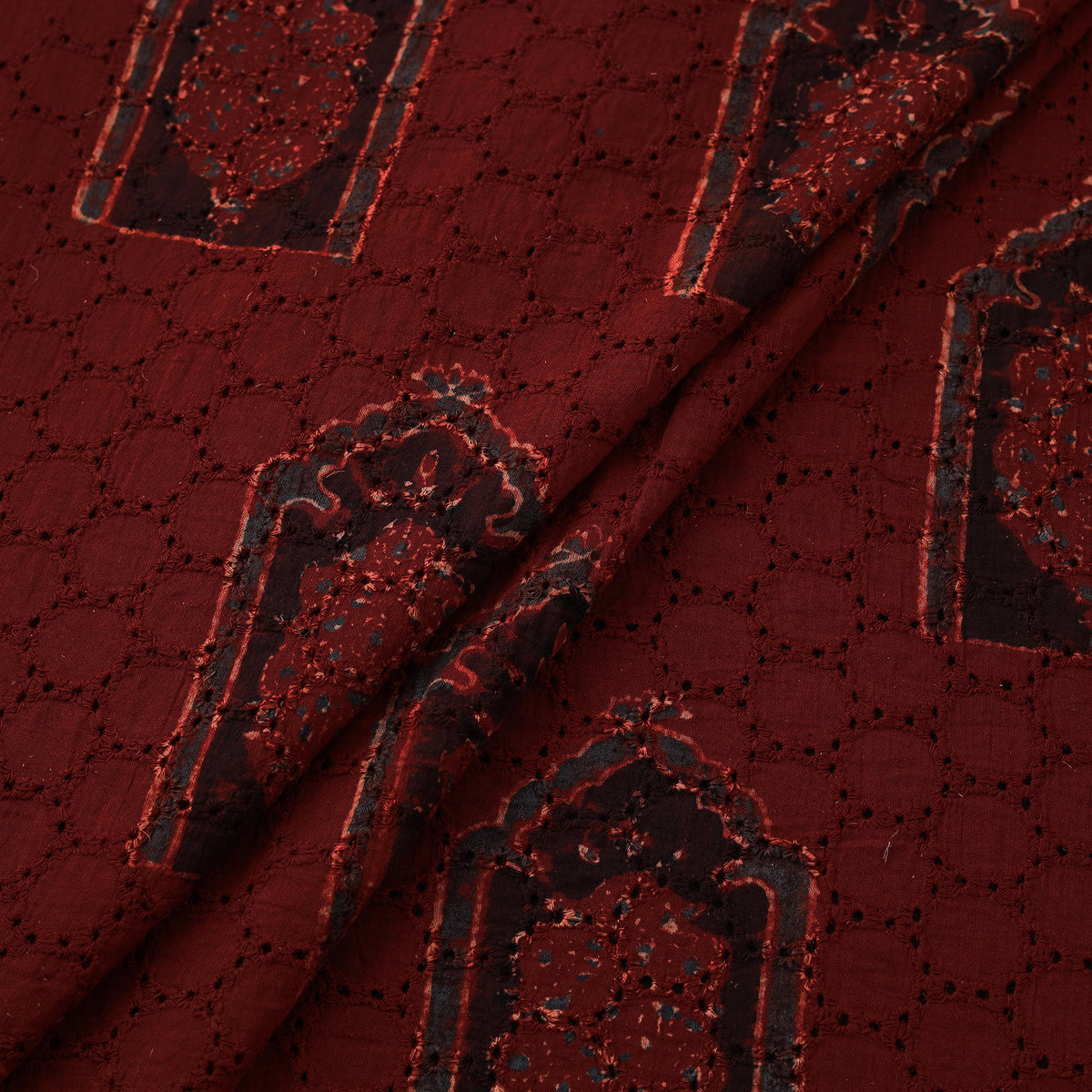 Kutch Hand Block Ajrakh Print Natural Dyed Cotton Hakoba Fabric 29