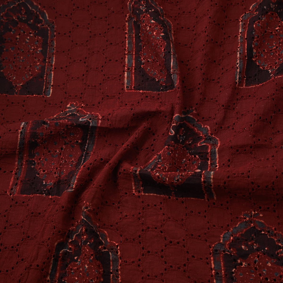 Kutch Hand Block Ajrakh Print Natural Dyed Cotton Hakoba Fabric 29