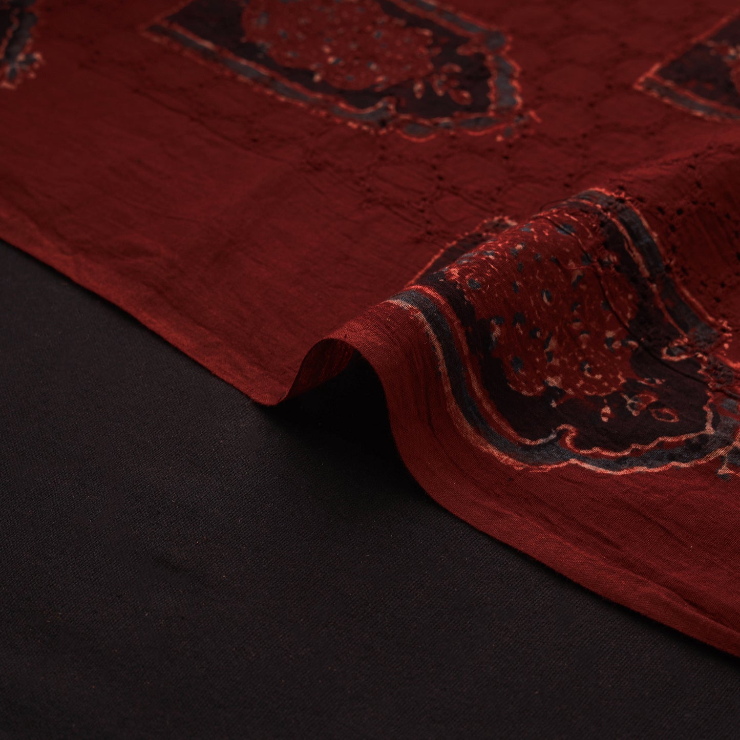 Kutch Hand Block Ajrakh Print Natural Dyed Cotton Hakoba Fabric 29