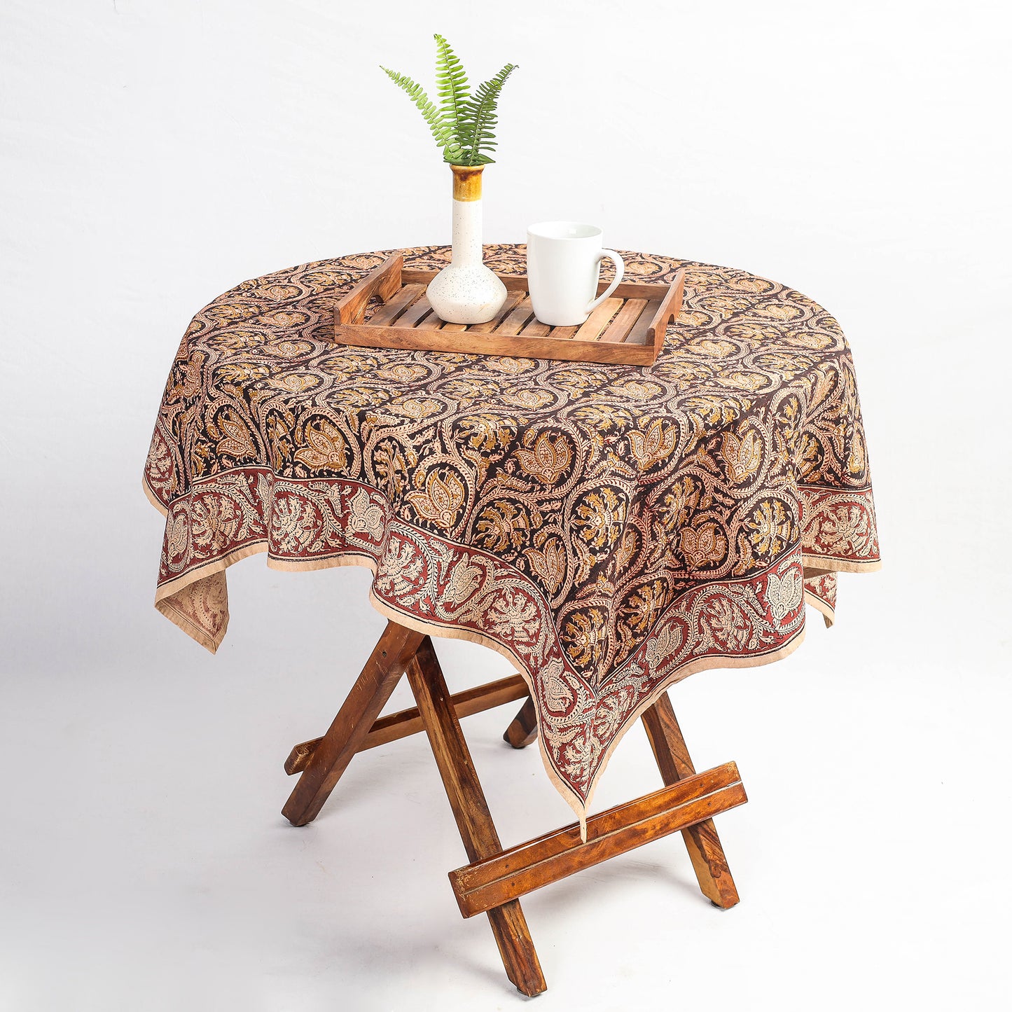 kalamkari block printed table cover