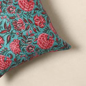 Blue - cotton sanganeri cushion cover 39 - handcrafted