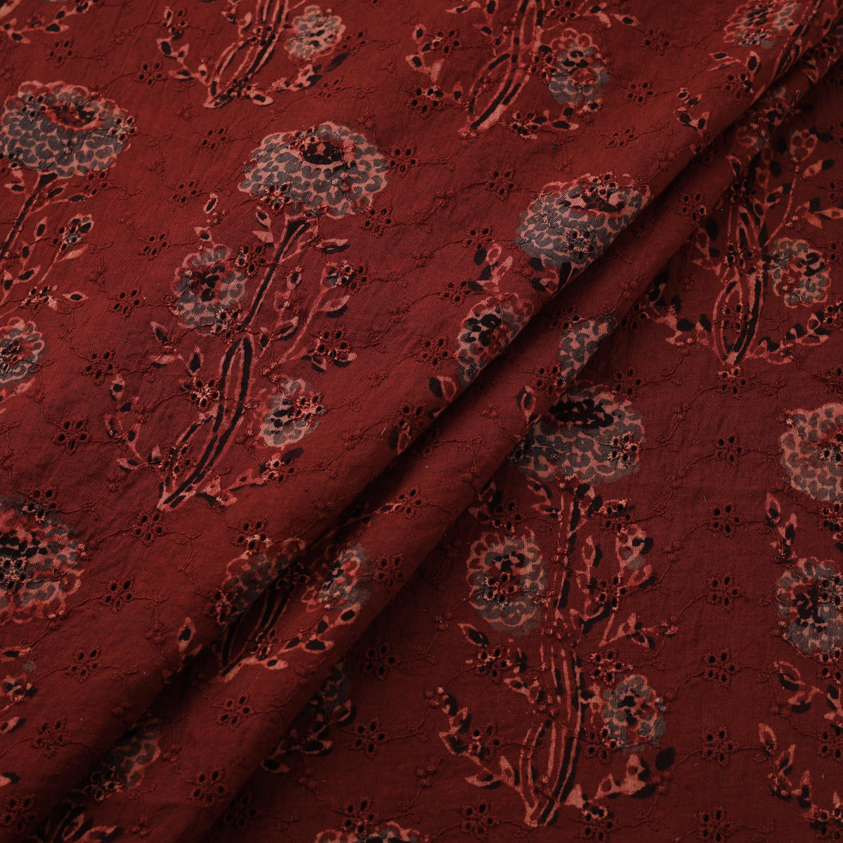 Kutch Hand Block Ajrakh Print Natural Dyed Cotton Hakoba Fabric 17