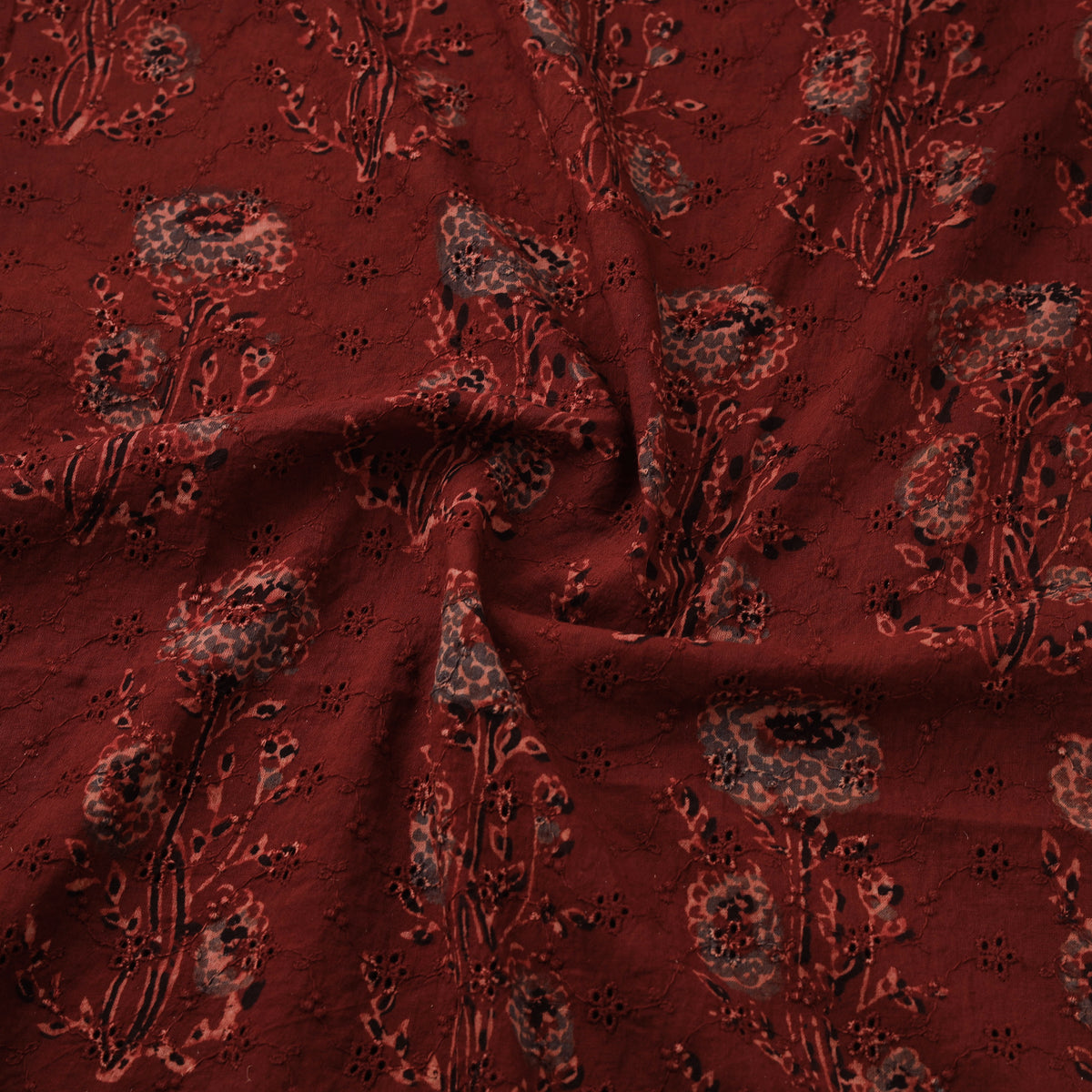 Kutch Hand Block Ajrakh Print Natural Dyed Cotton Hakoba Fabric 17