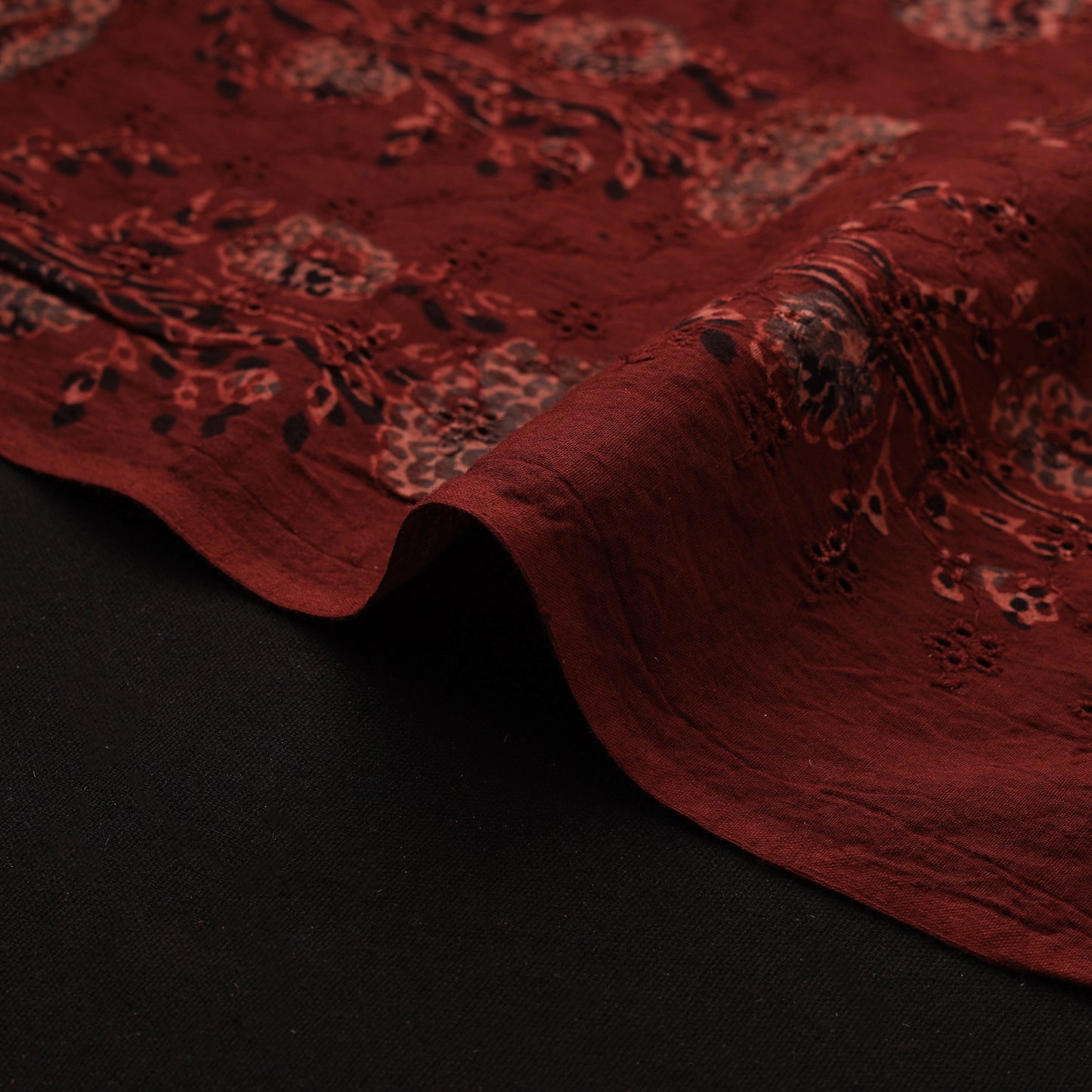 Kutch Hand Block Ajrakh Print Natural Dyed Cotton Hakoba Fabric 17