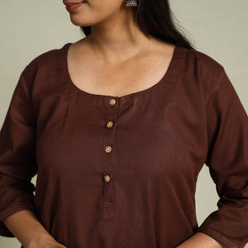 Buy Brown Flex Cotton A-Line Plain Kurta